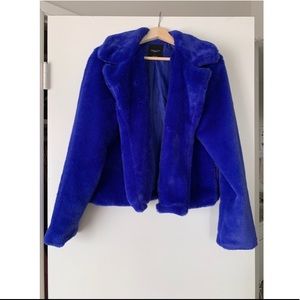 Electric Blue Faux Fur Coat